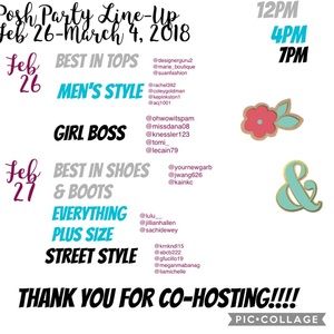 Posh Party Line Up Feb 26-March 4, 2018